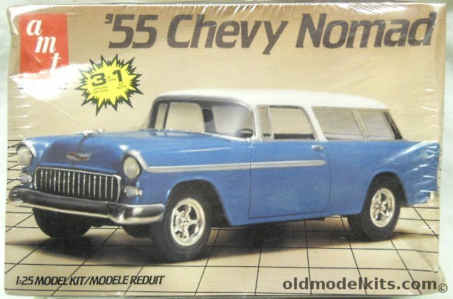 AMT 1/25 1955 Chevrolet Nomad 3 in 1 - Stock Wagon / Drag Wagon / Custom Pickup Truck, 6592 plastic model kit